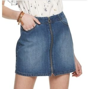 Rewash Front Zip Denim Skirt 1/25